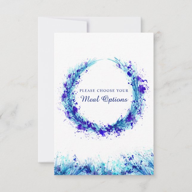 Wedding meal choice blue splash enclosure cards (Front)