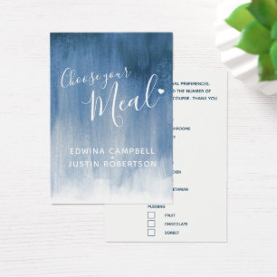 Wedding meal choice gray blue art small cards