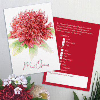 Wedding Meal Choice Red Burgundy Floral Cards by mylittleedenweddings at Zazzle