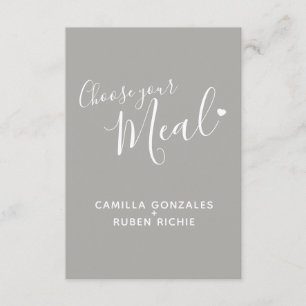 Wedding meal option script text gray enclosure card