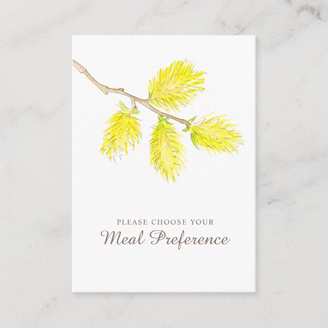Wedding meal preference spring yellow enclosure card (Front)