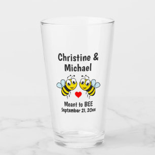 Wedding Meant to Bee Heart Cute Favor Beer Pint Glass