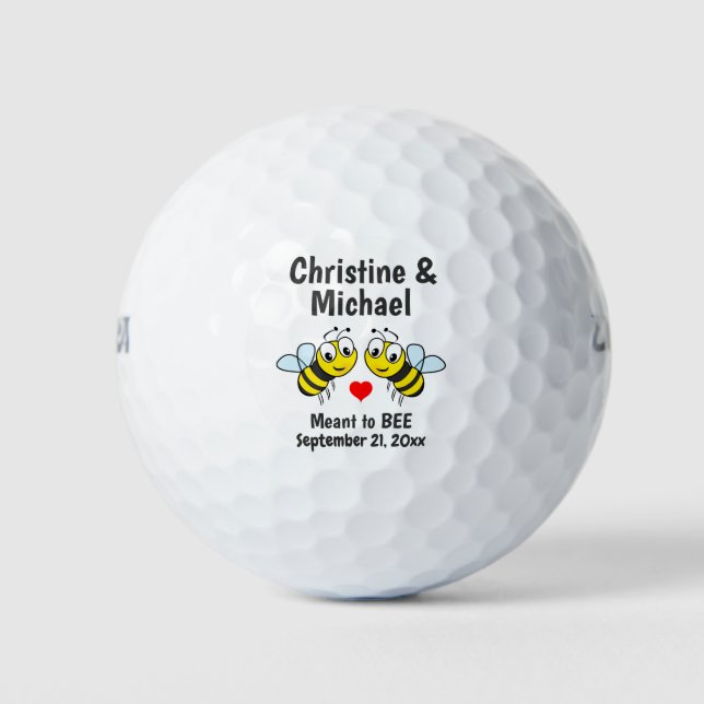 Wedding Meant to Bee Heart Cute Favor Golf Balls (Front)