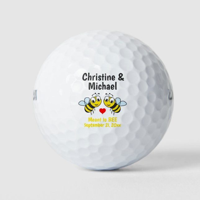 Wedding Meant to Bee Heart Cute Favor Golf Balls (Front)