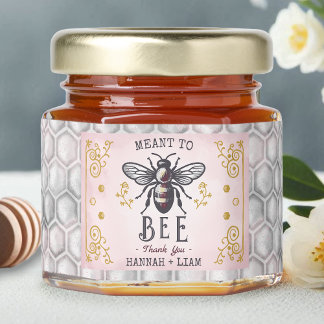 Wedding Meant to Bee Honeybee Thanks Blush Pink Honey Jar Favors