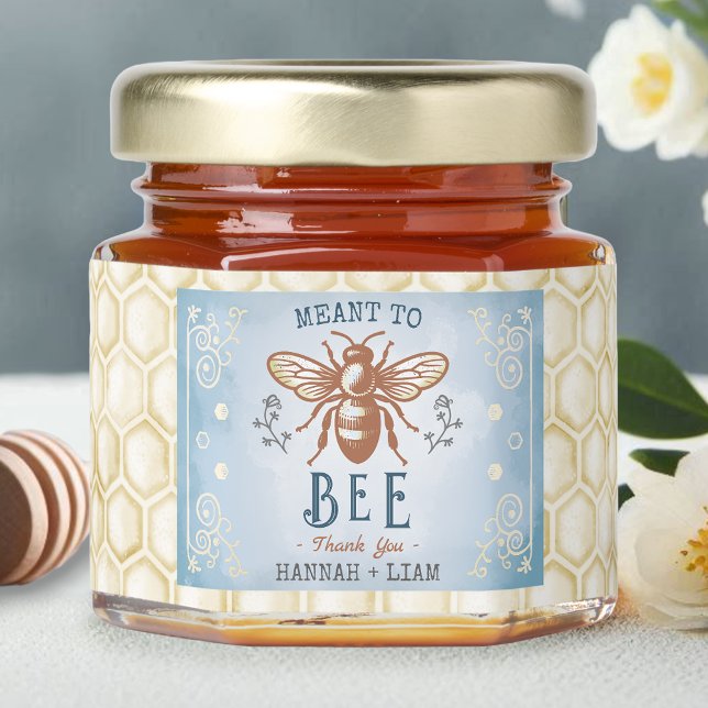 Wedding Meant to Bee Honeybee Thanks Dusty Blue Honey Jar Favors (Creator Uploaded)
