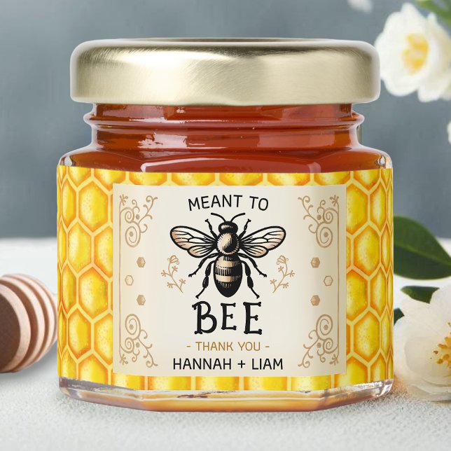 Wedding Meant to Bee Thank You Honeybee Custom Honey Jar Favors (Creator Uploaded)