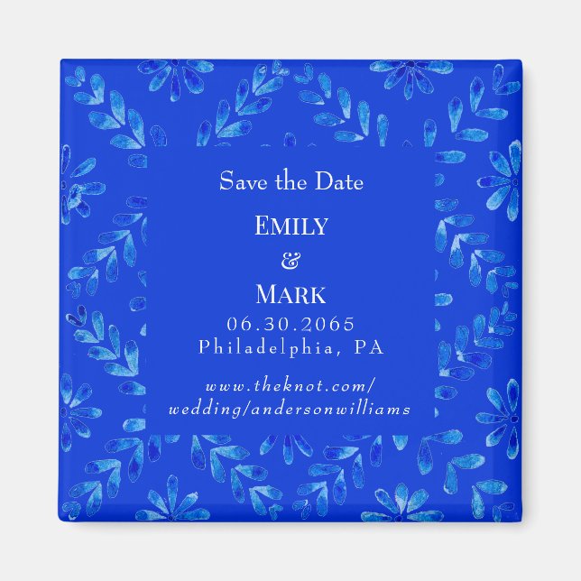 Wedding Mediterranean Blue Save the Date II Magnet (Front)