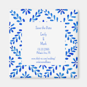 Wedding Mediterranean Blue Save the Date Magnet
