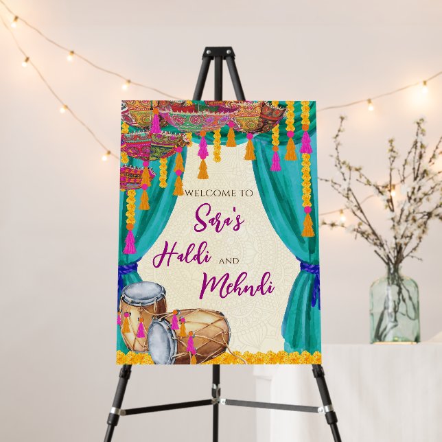 Wedding Mehndi welcome sign Dholki welcome signs (In Situ (Stand))