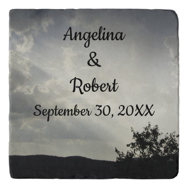 Wedding Memento Diagonal Sunlight Photo Keepsake Trivet (Front)