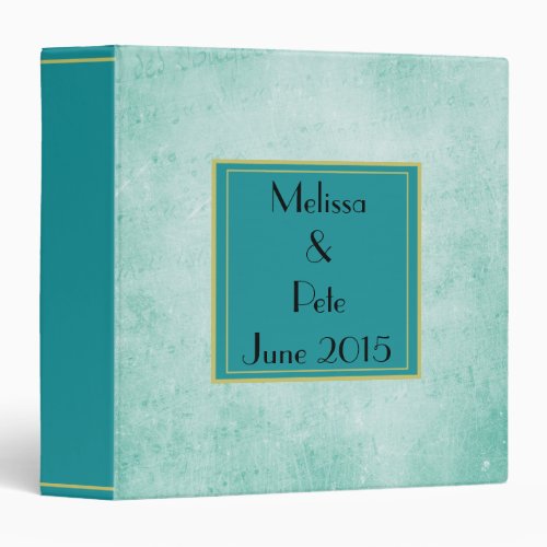 Wedding memento on green vintage texture 3 ring binder