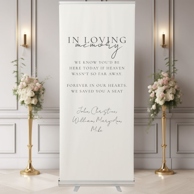 Wedding, Memorial, Beige, Retractable Banner (Custom Wedding, Memorial Banner, Elegant, Script Font Retractable Banner with your text & names.)