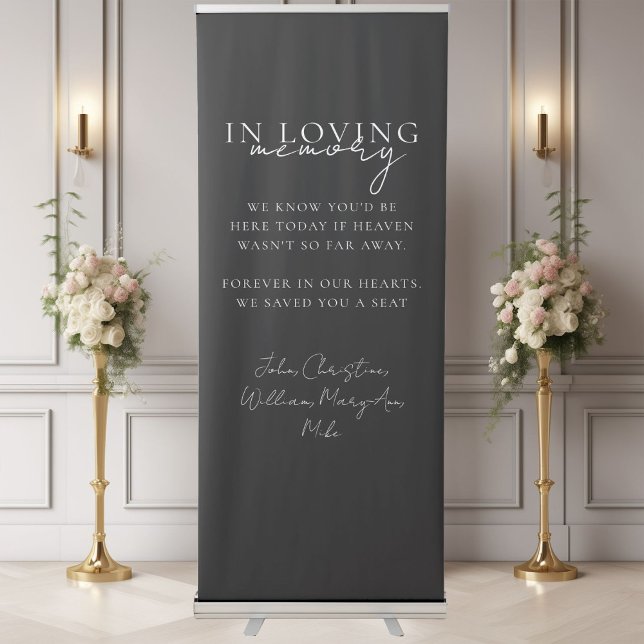 Wedding, Memorial, Black, Retractable Banner (Custom Wedding, Memorial Banner, Elegant, Script Font Retractable Banner with your text & names.)