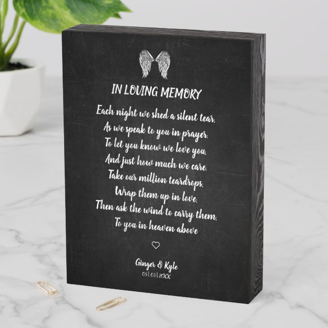 Wedding Memorial Chalk Blackboard Effect Wooden Box Sign (In Situ Vertical)