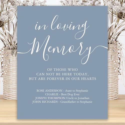 Wedding Memorial Dusty Blue In Loving Memory  Poster