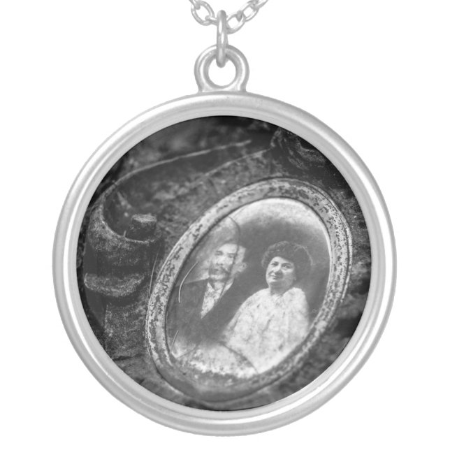 Wedding Memorial Loved One Photo Charm Silver Plated Necklace (Front)