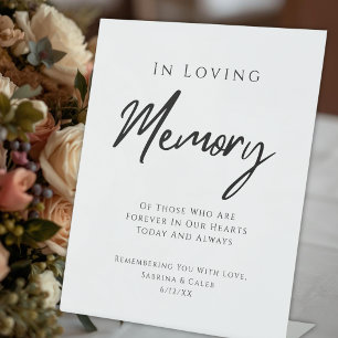 Wedding Memorial Modern Black And White Pedestal Sign