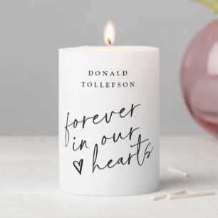 Wedding Memorial Modern Handwriting Heart Pillar Candle