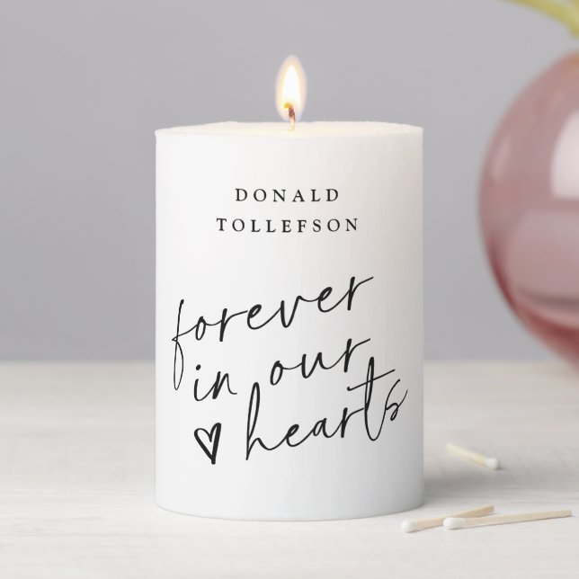 Wedding Memorial Modern Handwriting Heart Pillar Candle (In Situ)