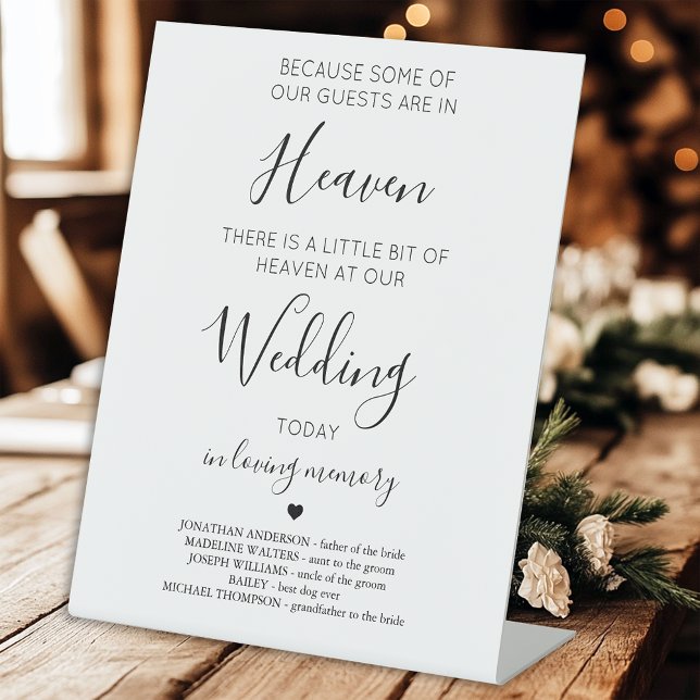 Wedding Memorial Modern Personalized Heaven Poem  Pedestal Sign (Creator Uploaded)