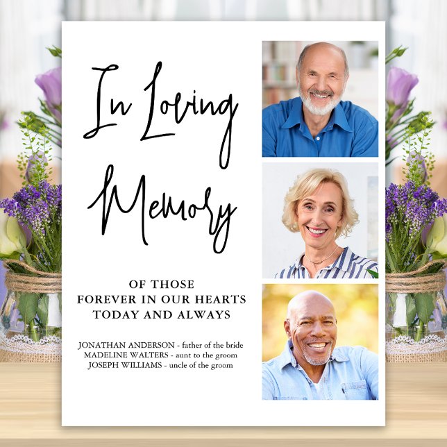 Wedding Memorial Personalize 3 Photo Loving Memory Poster (Creator Uploaded)