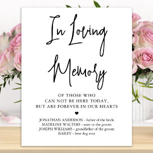 Wedding Memorial Personalized In Loving Memory Poster