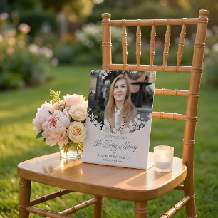 Wedding Memorial Table Wildflowers Frame Photo Pedestal Sign