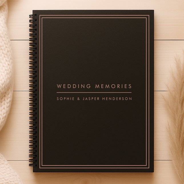 Wedding Memories Elegant Faux Rose Gold and Black Notebook (Creator Uploaded)