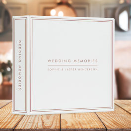 Wedding Memories Elegant Faux Rose Gold and White 3 Ring Binder