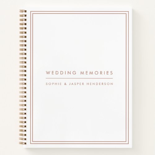 Wedding Memories Elegant Faux Rose Gold and White Notebook