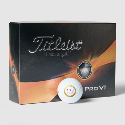 Wedding Memories Fuschia  Gold Titleist Pro VI Golf Balls