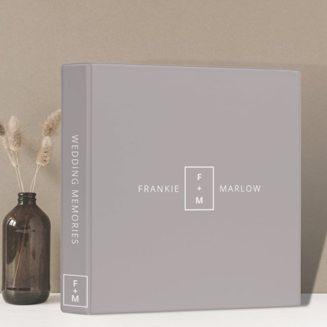 Wedding Memories Monogram Elegant Minimal Modern 3 Ring Binder (Creator Uploaded)