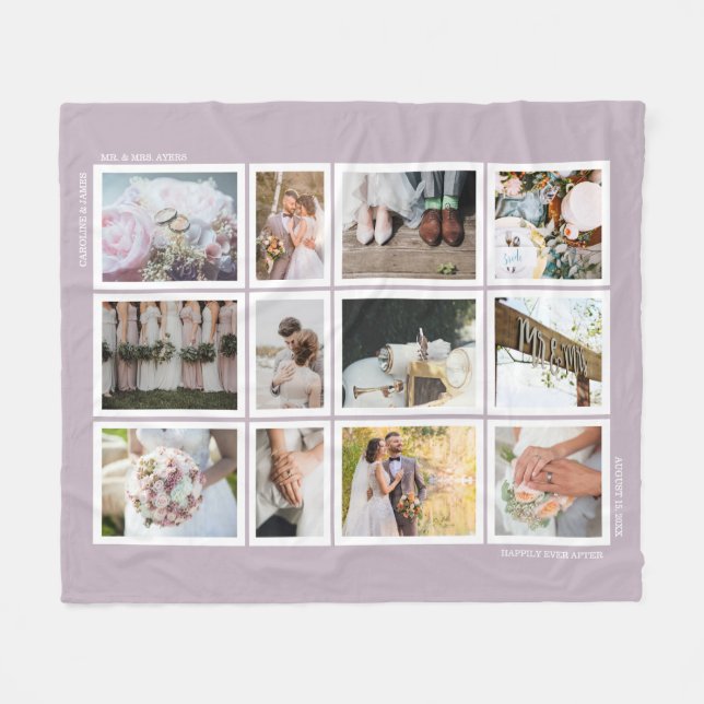 Wedding Memories Photo Collage Keepsake Fleece Blanket (Front (Horizontal))