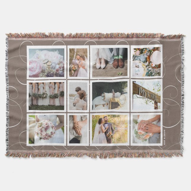 Wedding Memories Photo Collage Keepsake Throw Blanket (Front)