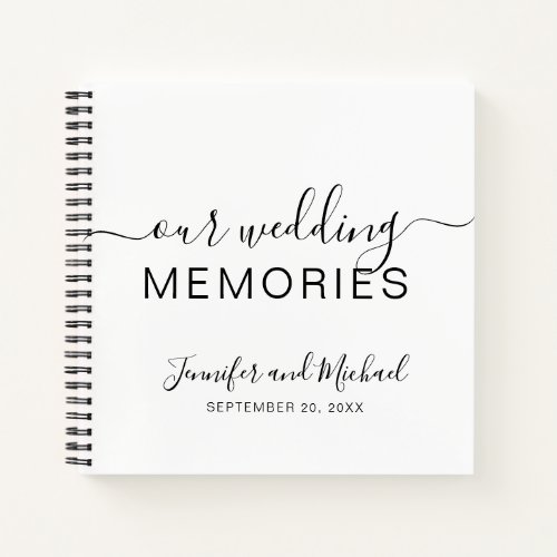 Wedding Memories Your Name Elegant Script Notebook