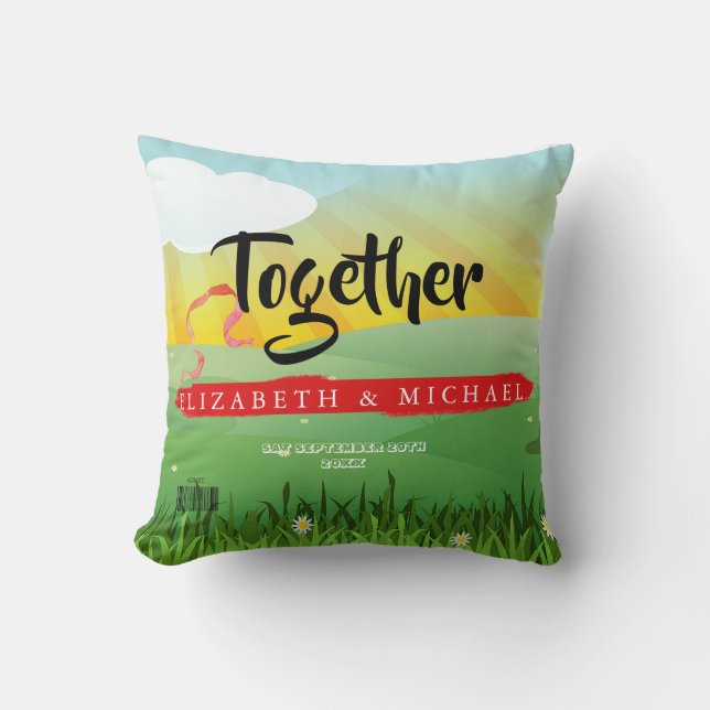 Wedding Memory Newly Weds Modern Rustic Festival Throw Pillow (Front)