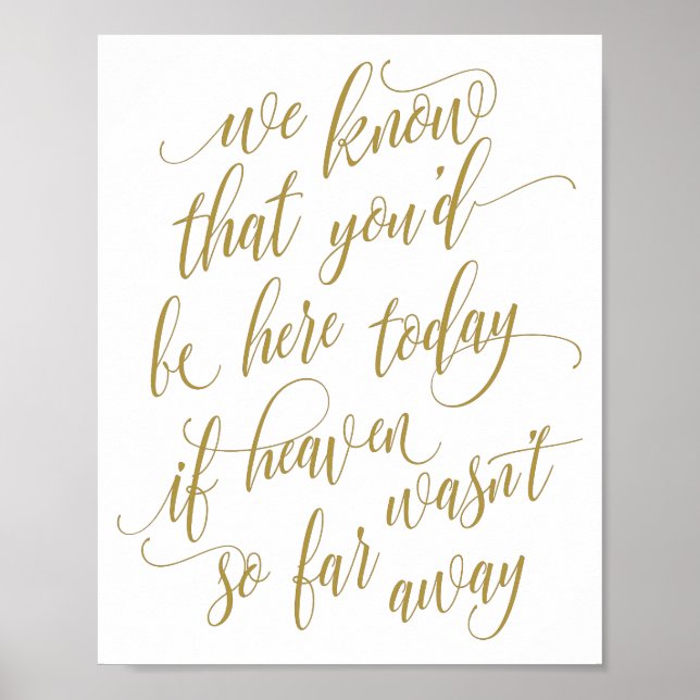 Wedding Memory Sign - Luxe Calligraphy - Gold (Front)