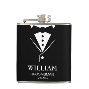 Wedding Mens Groom and Groomsmen Tuxedo Flask