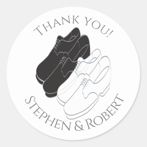 Wedding Mens Shoes Black and White Classic Round Sticker