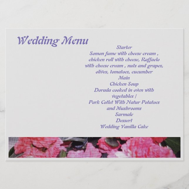Wedding Menu (Front)