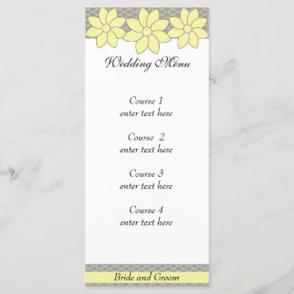 Wedding Menu 1 Yellow and Grey Floral
