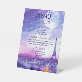 Wedding Menu Amour Éternel à la Parisienne  Pedestal Sign
