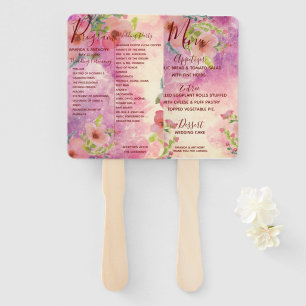 Wedding menu and program hand fan