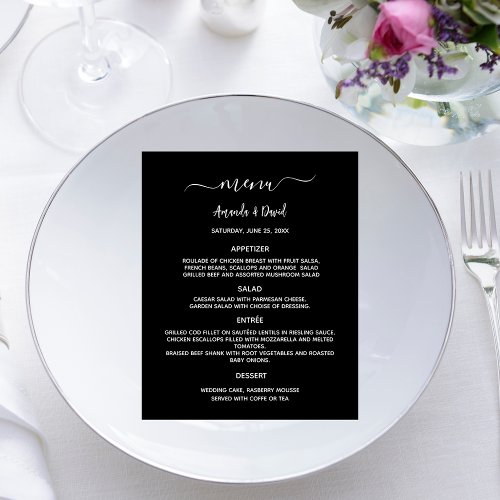 Wedding Menu black white simple