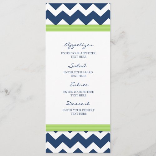 Wedding Menu Blue Lime Chevron
