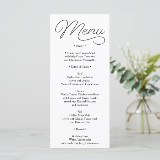 Wedding Menu - Bridal Shower Menu - Beloved 