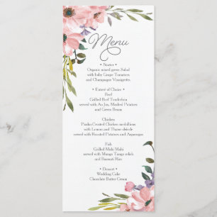Wedding Menu - Bridal Shower Menu Tea Rose