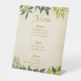 Wedding Menu  Brown Pedestal Sign