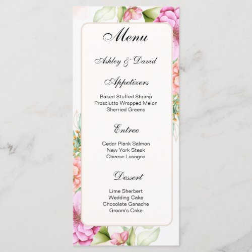 Wedding Menu Card